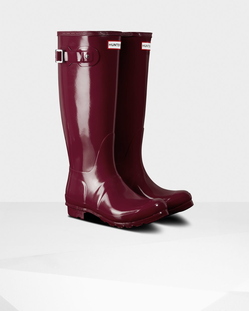 Hunter Original Gloss Tall Rain Boots - Shop Womens Claret/Red - MXVDCE864